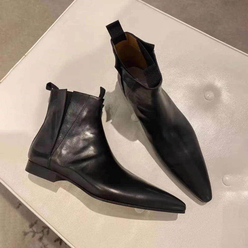Leather Work Dress - 럭셔리 여성용 짧은 부츠 가을/겨울 정품