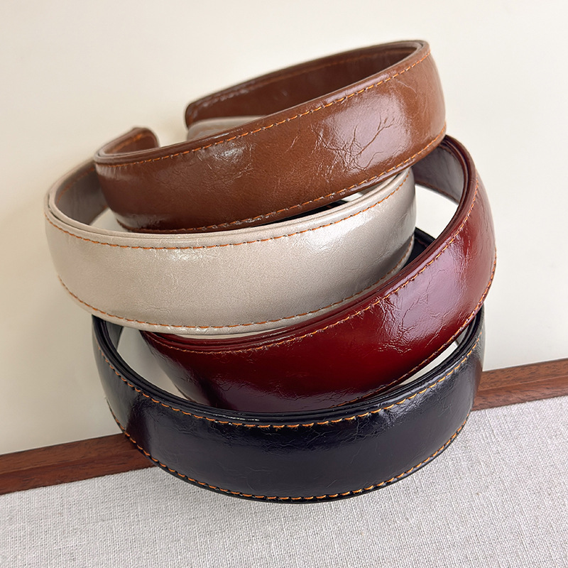 가죽 헤어밴드 심플 단색 한국 헤어 후프 여성용 레트로 - Leatherwork Pony 리뷰 및 가격