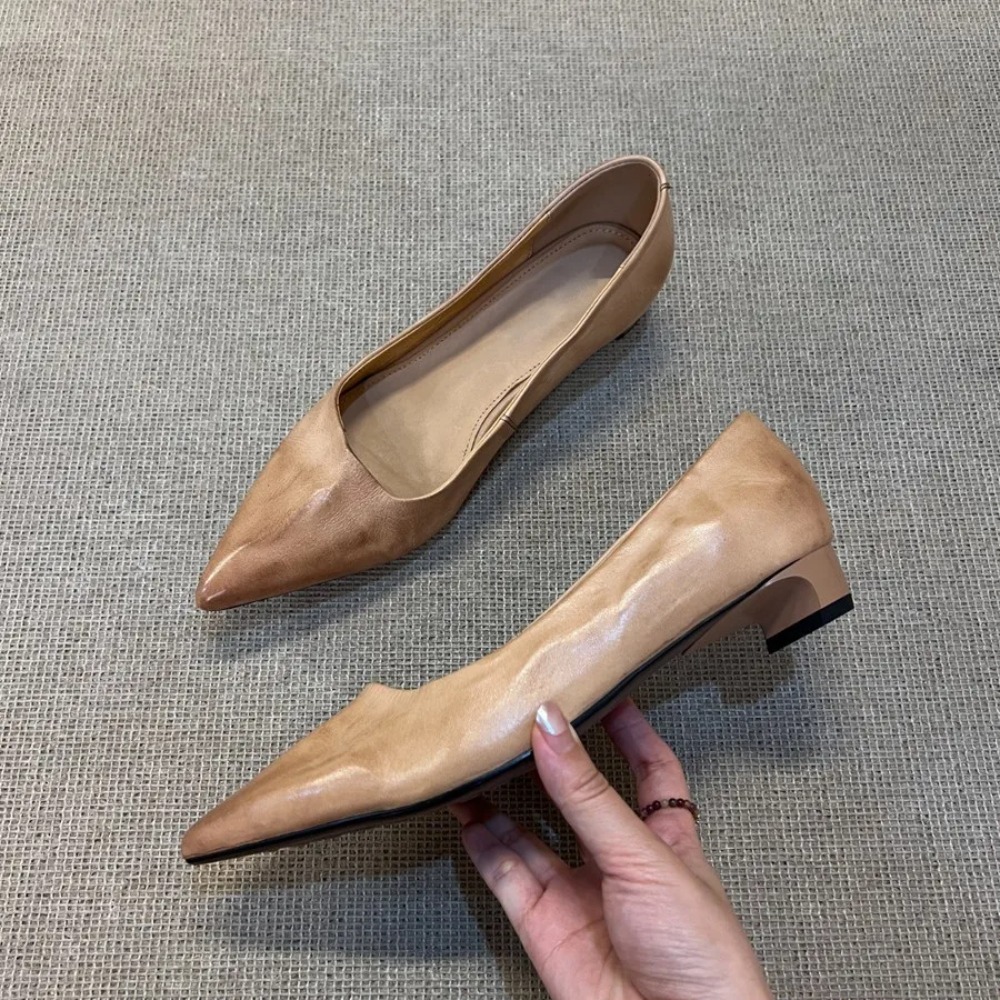 로우힐 가죽 메리 제인 여성용 슬립온 통근 신발 심플  - Leather Work 리뷰 및 가격