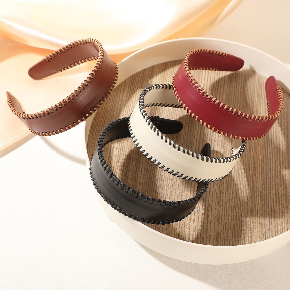 심플한 단색 가죽 헤어밴드 한국 스타일 여성용 헤어 후 - Leatherwork Pony 리뷰 및 가격