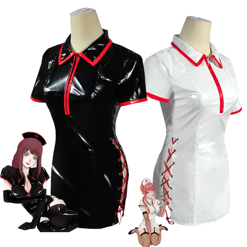 애니메이션 전기톱 남자 코스프레 의상, 마키마 파워 섹 - Leather Work Dress 리뷰 및 가격